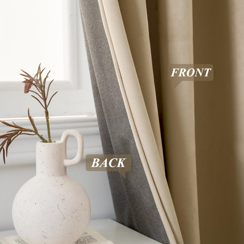Dessy Velvet  Curtains 2 Panel Set Super Soft luxury Rod Pocket Back Tab Curtains, 52" W x 96" L, Camel Beige