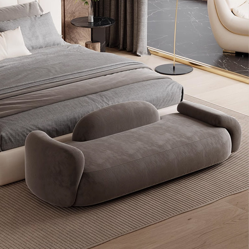 Upholstered Bench, Gray, 22.44" H x 47.24" W x 19.69" D