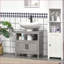 Cabinets Under Sink Storage with 2 Doors &amp; Open Shelf, Kleankin Contemporary Bathroom Vanity | Slate Grey | Particle Board