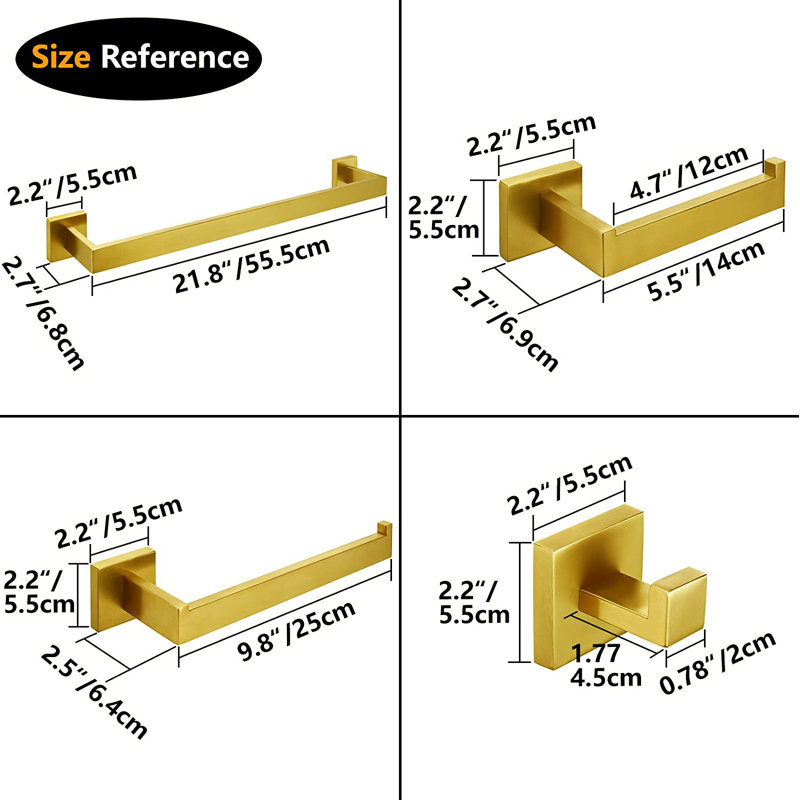 5 - Piece Bathroom Hardware Set, Gold