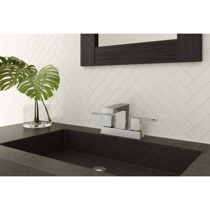 Quadrato 2-handle Bathroom Faucet with Drain Assembly, Polished Chrome