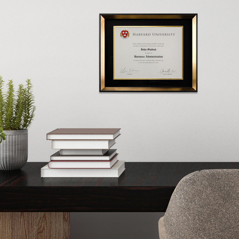 Global Products 8.5" X 11" Document Frame With Double Mat, Gold
