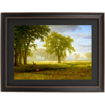 Elk In Oak Grove By Albert Bierstadt