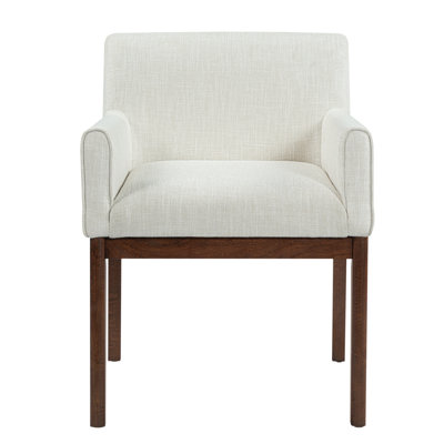 Chaise rembourrée moderne avec accoudoirs, pieds en bois d'hévéa, siège rembourré en tissu et en mousse pour plus de confort et de style (ensemble de 2)