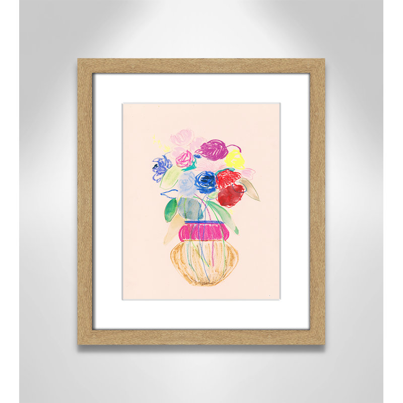«Simple Floral II» par Bea Dina, Papier avec cadre naturel naturel, Blanc, H 15 po x l 13 po x P 1,25 po