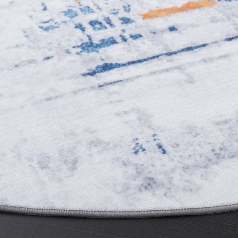 Tapis gris / bleu Josalina Monica 812, Rond 6 pi