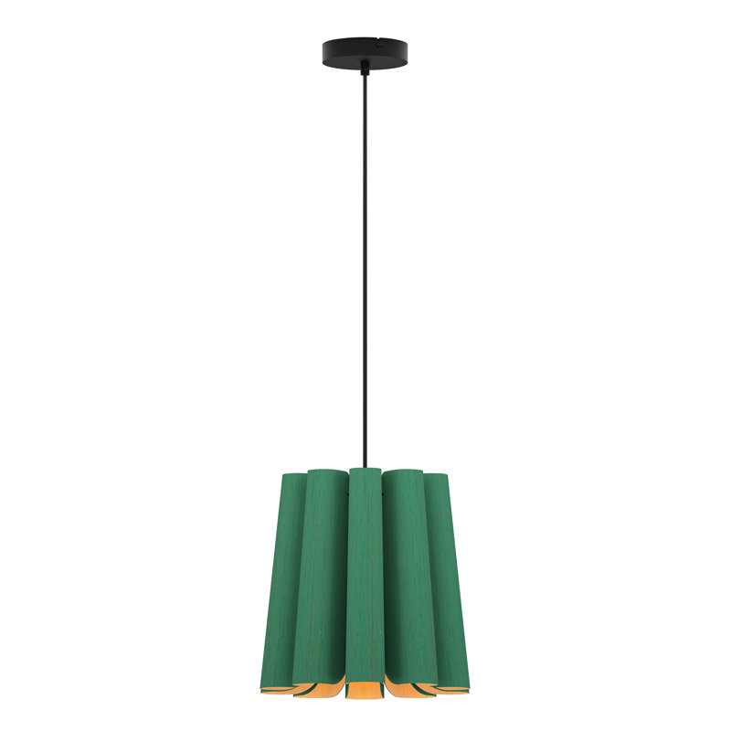 Luminaire suspendu tambour unique à 1 lumière Renata, Pétrole clair