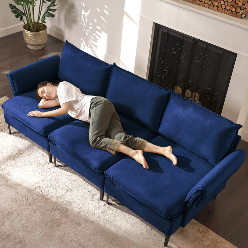 Canapé de 90 po à trois places en chenille moderne - élégant, confortable et durable, Bleu