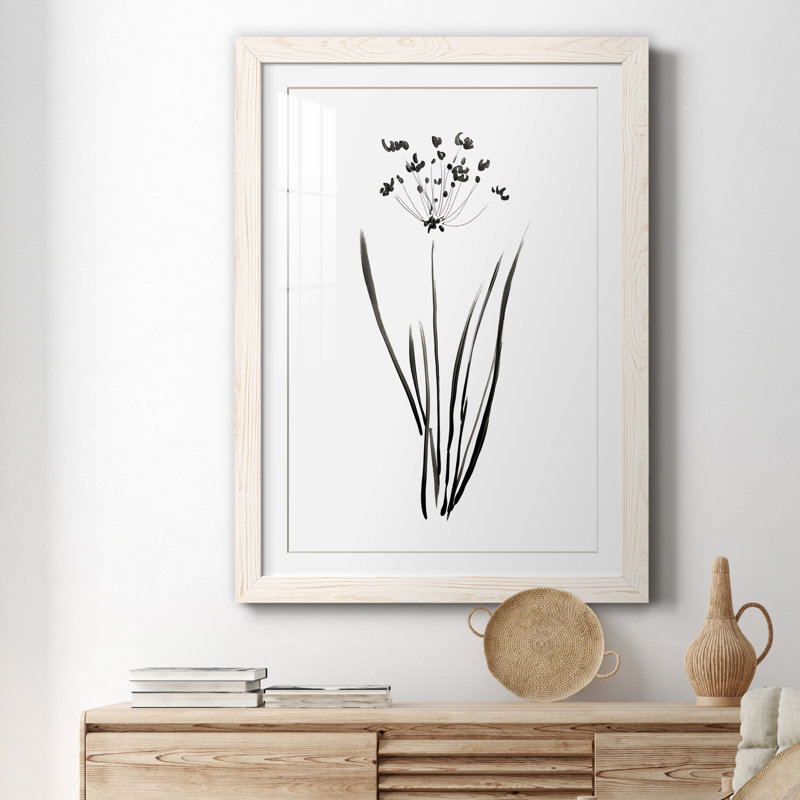 Inky Botanical II - peinture encadrée, H 37,5 po x l 27,5 po x P 1,5 po, Cadre blanc