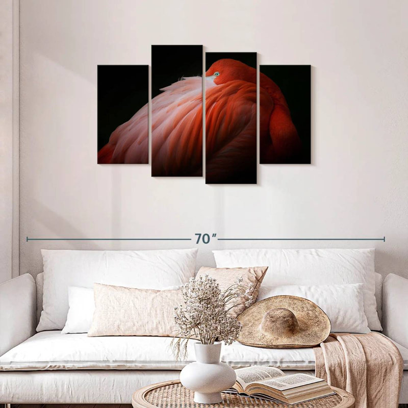 Brampt timide flamant rose, H 27 po x l 43 po