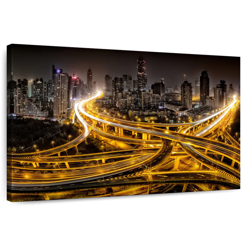 Nicci Shanghai Skyline At Night, 24" H x 36" W