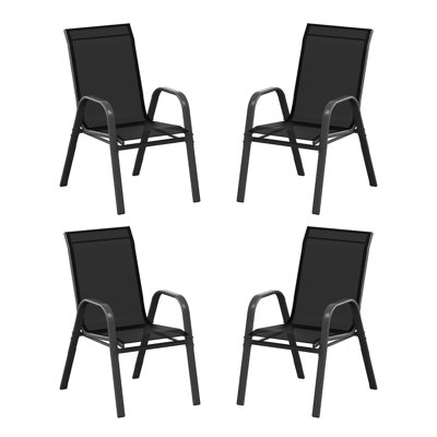 Ensemble de 4 chaises de patio pour l'extérieur, chaises empilables en textilène à haut dossier et chaises longues pour terrasse, piscine, jardin ou balcon