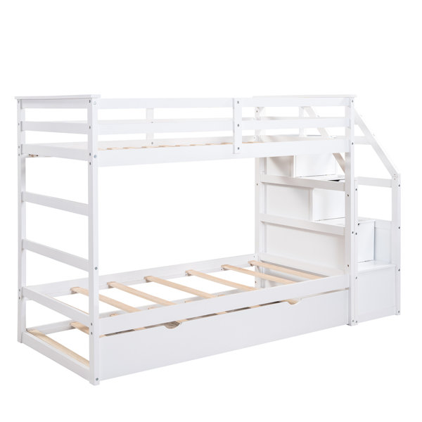 Latitude Run® Twintwin Bunk Bed With Trundle And Thoughtful Storage ...