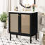 Meuble-lavabo de 30 pouces en matériaux naturels offrant beaucoup de rangement et des mécanismes à fermeture douce pour un assemblage facile