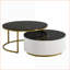Table basse ronde moderne noire et dorée avec tiroir cannelé pour le salon-2008606120