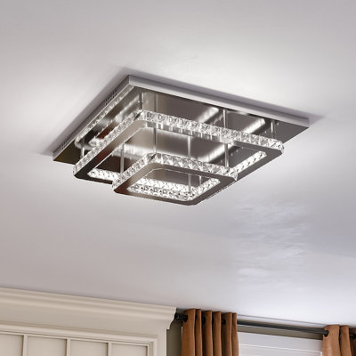 Zaina Square Large-size Glamourous Crystal LED Flush Mount