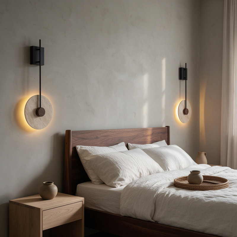 Stone and Aluminium Flush Mounted Sconce