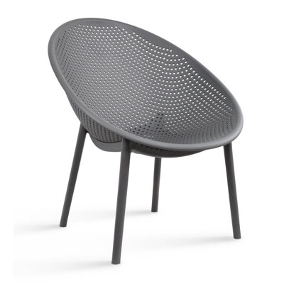 Horacio Modern Armless Outdoor Lounge Chair with Oval Back and Bowl-Shaped Seat – Indoor/Outdoor Patio Chair