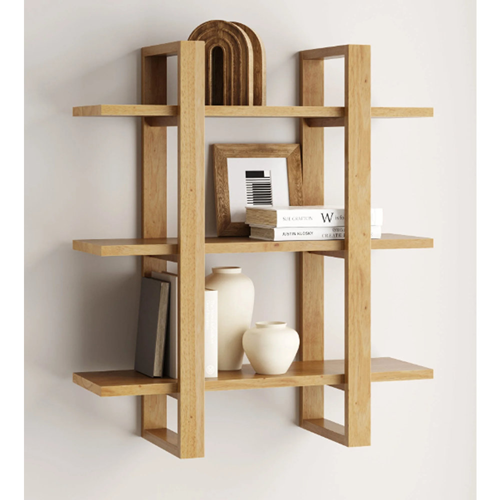 28" Solid Wood Floating Shelf, Natural Brown