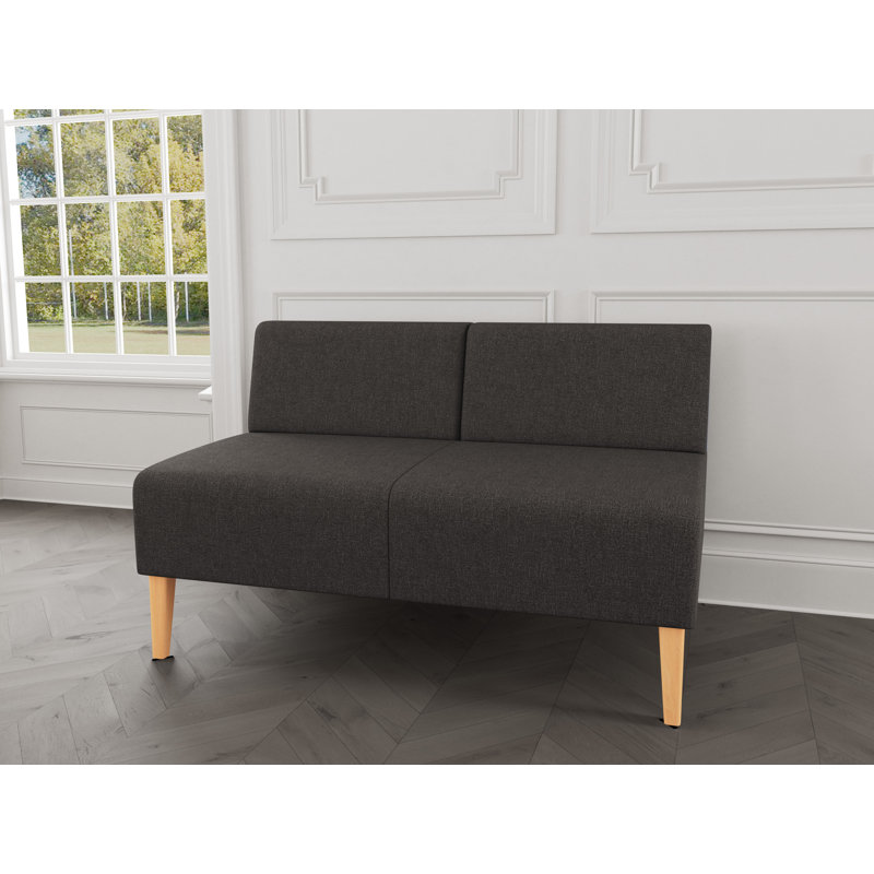 Causeuse sans accoudoirs Luxe Lounge, Bois naturel, Bleu fumé Archetype