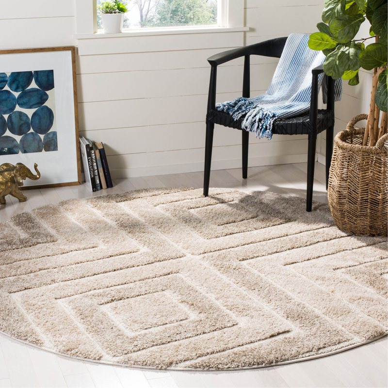 Wideman Shag Performance Geometric Rug, Round 6'7"
