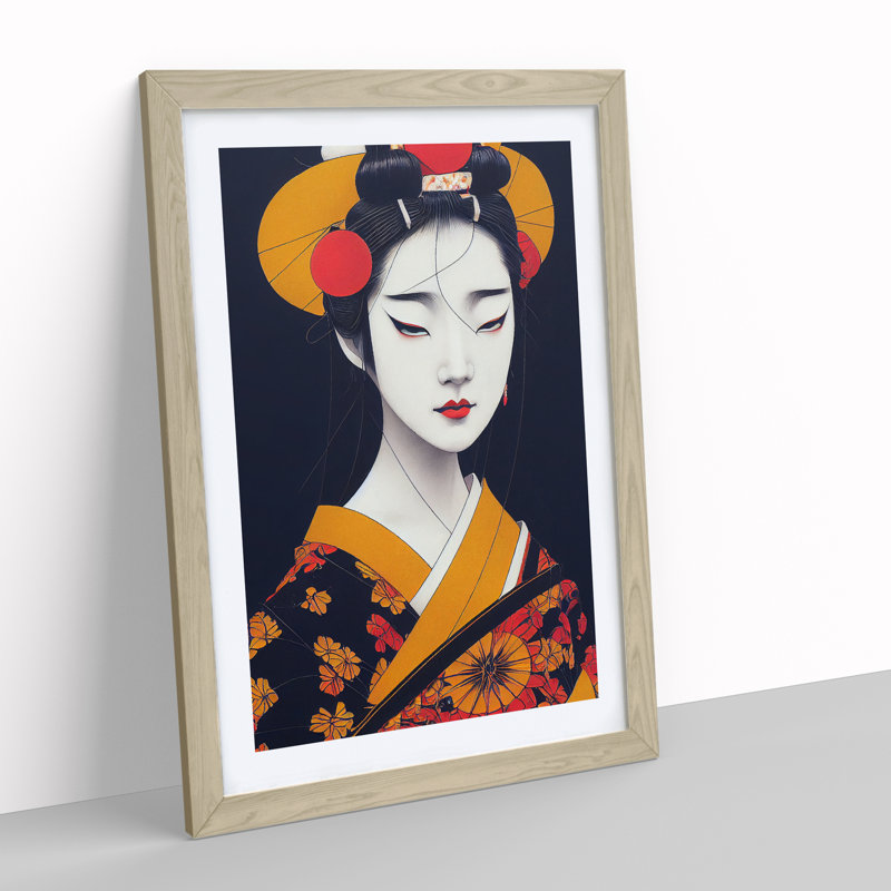 Modern Geisha No.4 - Framed Print, 64cm H x 46cm W x 2cm D, Oak