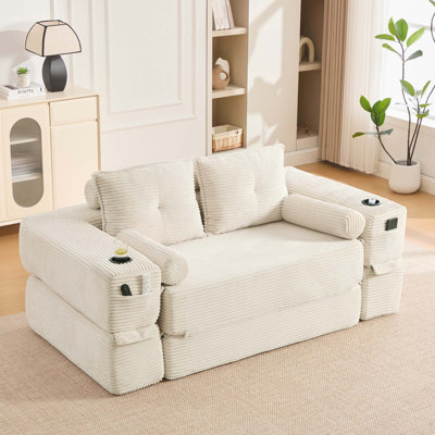 Canapé-lit compact avec des appuis-tête ajustables et des poches de rangement