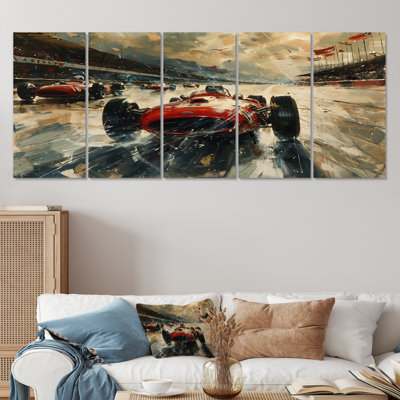Vintage Race Track Of Classic Car II - Race Tracks Wall Art Print Set