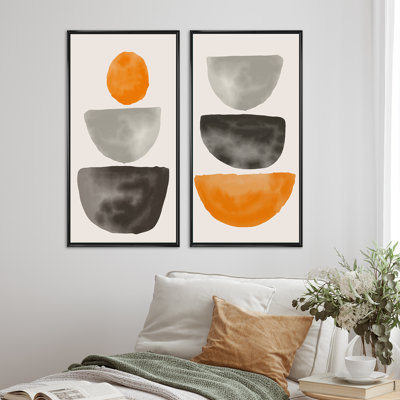 Minimal Half Moon Abstracts I - 2 Piece Painting Set