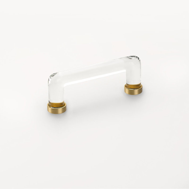 Modern Glass Appliance Pull, Satin Brass