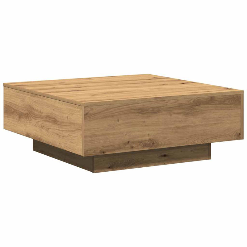Couch Table Oak Engineered Wood Sturdy, Light Brown, 80 x 80 x 31 cm