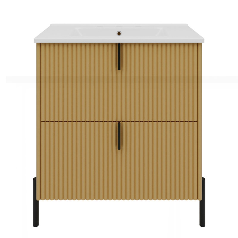 Meuble-lavabo 30 po avec lavabo en céramique, Naturel