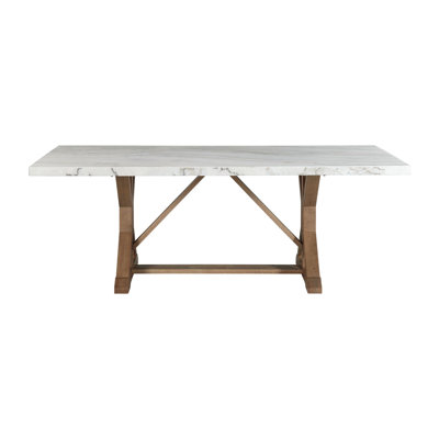 Liam Standard Height Rectangular Dining Table In White Marble