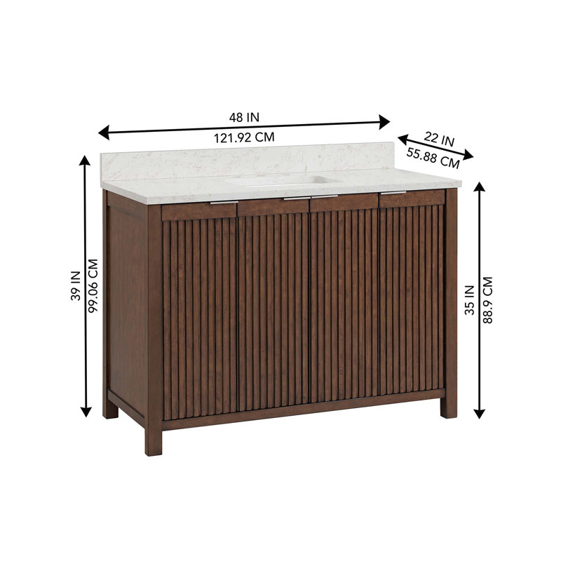 Through Lines 48" Single Bathroom Vanity, 8" Widespread, Brown