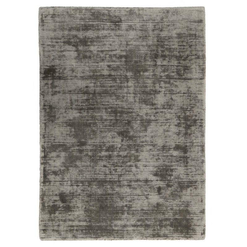 Berlin Distressed Handwoven Fabric Area Accent Rug, Charcoal, Rectangle 5' x 8'