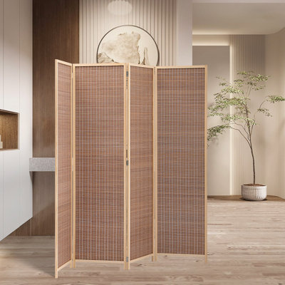 Khenifra 200cm W x 180cm H 4 - Panel Solid Wood Folding Room Divider