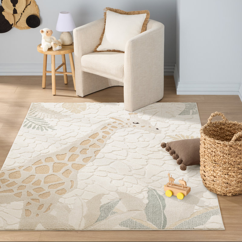 TOWN & COUNTRY PLAY Jungle Giraffe Kids Area Rug, Rectangle 5'3" x 7'3"
