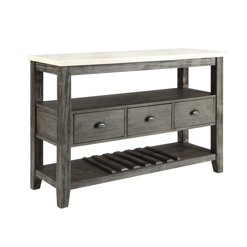 Merel White Marble Top & Gray Oak Finish Server(Not Including Chair)