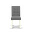 Amelius Kitchen Chairs Set of 2 - Platinum Grey Polyester Fabric Padded Seat and Button Tufted Chair Back - Linen White Finish, SET OF 2-1843514481-1843514488