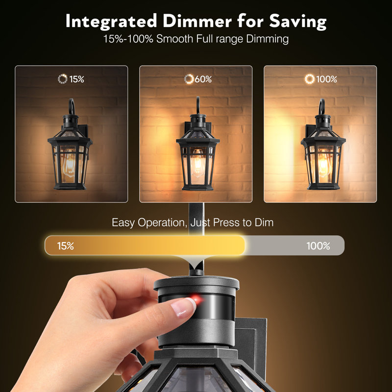 Motion Sensor Outdoor Wall Lights, Black Dusk to Dawn Porch Light Wall Mount, Matte Black