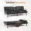 Canapé-lit futon convertible pliable en similicuir avec 2 porte-gobelets-1314274330