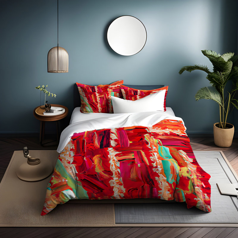 Polyester Abstract Duvet Cover, Queen Duvet Cover + 2 Queen Shams
