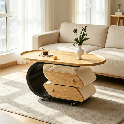 Movable Simple Coffee Table Storage Drawer