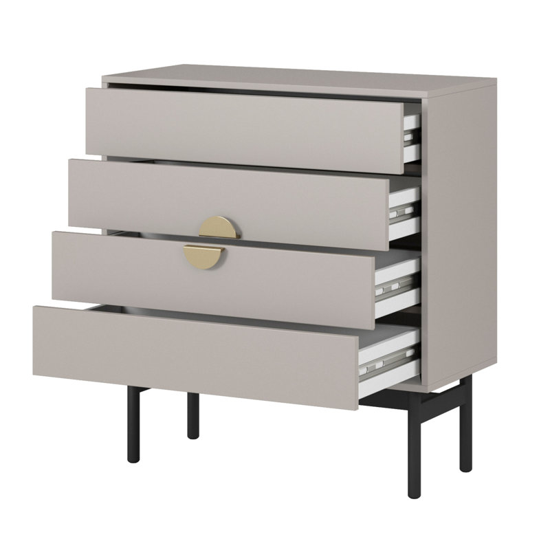 Anvitha 85.5cm W 4 - Drawer Chest of Drawers, Grey Beige