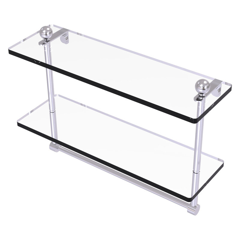 Gober 2 Piece Tiered Shelf with Towel Bar, 16", Satin Chrome