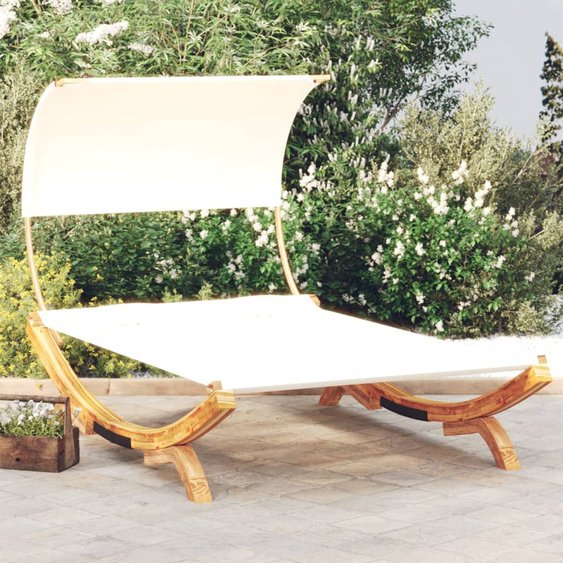 Outdoor Wood Chaise Lounge, White