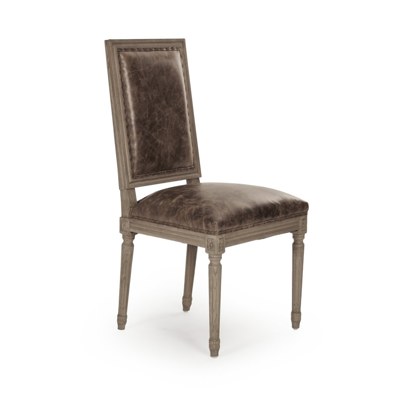 Louis Leather Side Chair, Jute