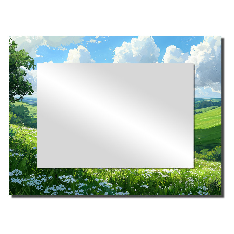 "Countryside At High Noon II" - Art mural miroir sur paysages - imprimé sur métal, 24 po x 32 po