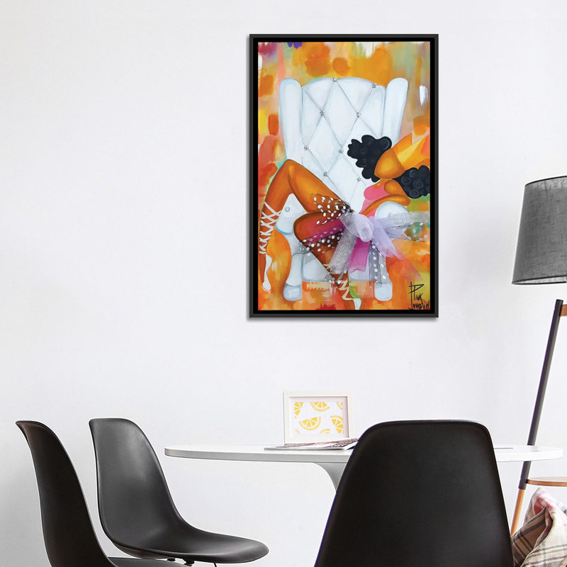 « Belle » par Pinklomein-impression d’art graphique, H 40 po x l 26 po x P 1,5 po, Toile avec cadre noir, Pas de tapis