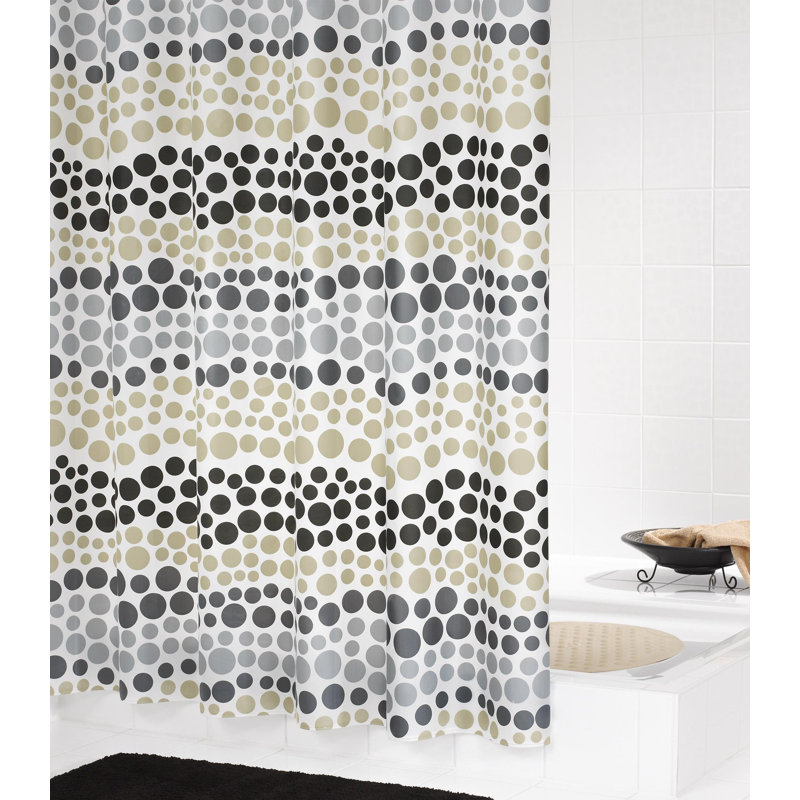 Loring Shower Curtain, Beige/Grey/Black